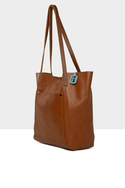 Bagmori Tan Women's Real Leather Casual Tote Bag with Pockets m 000008600