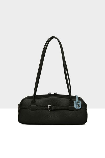 Bagmori Black Women's Real Leather Belted Thin Strap Bag m 000008606