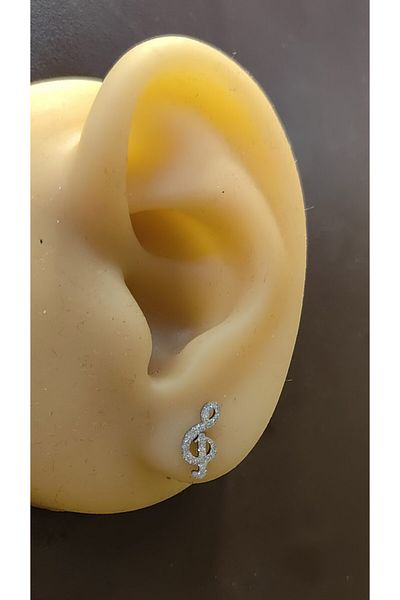 FG KONNİCHİWA 100% Steel Double Earrings Stainless Steel Blackened Patterned Icon Earrings (2 Pieces)