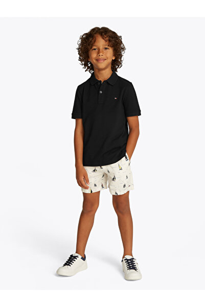 Tommy Hilfiger Tommy Hilfiger Boys Black Flag Regular Polo T-Shirt