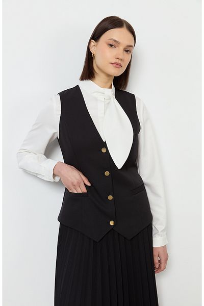 Fatma Atasoy Double Black Midi Vest