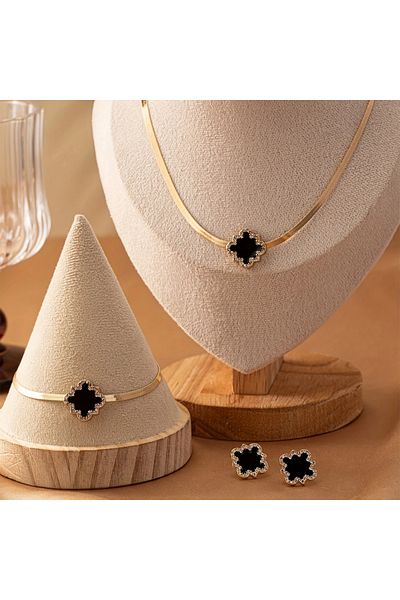 Ayzen Stylish Stone Necklace Earrings Bracelet Set