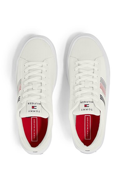 Tommy Hilfiger Tommy Hilfiger Men White Low Top Lightweight Stripes Sneakers