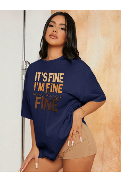 Trend Sizde Tricou oversize unisex cu imprimeu fin în față