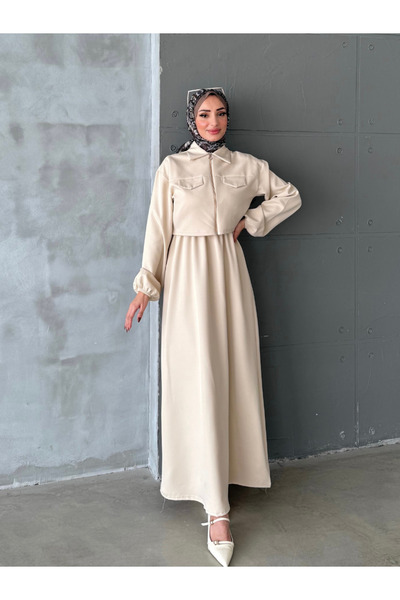 ENSA TESETTUR Κρέμα φορέματος με γιλέκο Eslem