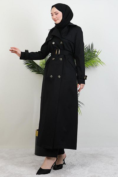 GİYZAMİLA Μοντέλο Pera Trench Coat - Μαύρο