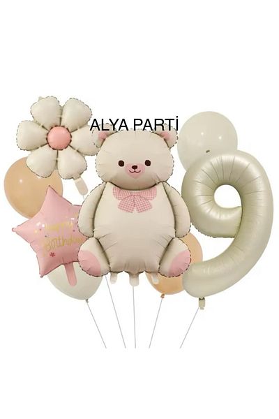 ALYA Σετ γενεθλίων PARTY Ρίγες Φυσαλίδων Μπαλόνι Παιδιών και Αρκουδάκι Φυσαλίδων Μπαλόνι