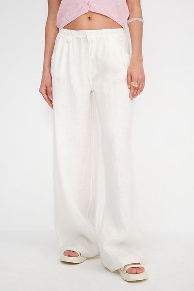 Addax Buttoned Linen Trousers Pn17077