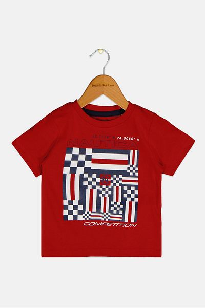 Nautica Toddlers Boy Graphic Printed T-shirt, Red Combo