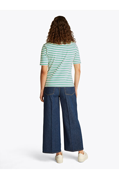 Tommy Hilfiger Tommy Hilfiger Women Ecru/Radiant Green Stp 1985 Regular Pique Polo T-Shirt