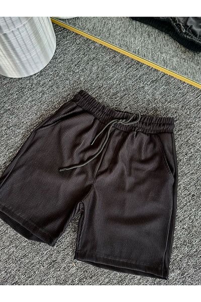 Altamira Men's Black Placket Ottoman Shorts