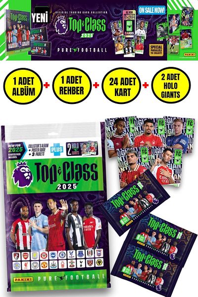 Beyaz At Panini Top Class 2025 Premier League Collectible Footballer Card Album Magazine 24 Pcs Cards+2 Holo Card