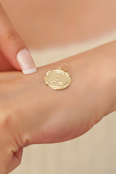 Bayar Gold 14 Ayar Altın A Harfli Retro Kolye Ucu