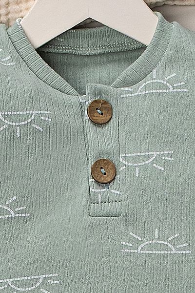 Mai Perla Zıbınlı Suit Sun Patterned Snap Fastener Baby Set