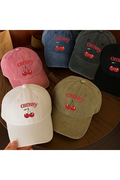 Touz Moda Washable Vintage Cherry Printed Unisex Hat