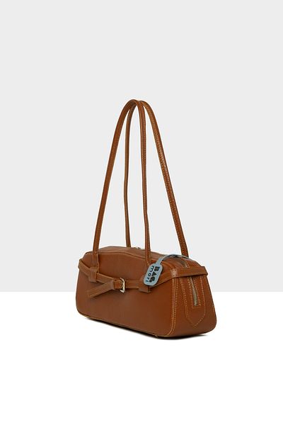 Bagmori Tan Women's Real Leather Belted Thin Strap Bag m 000008606