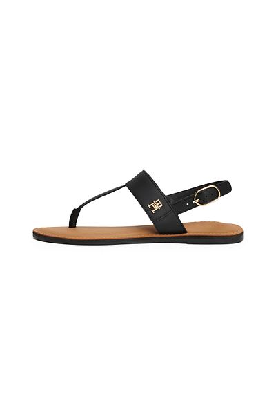 Tommy Hilfiger Tommy Hilfiger Women Black Leather Thong Toe Post Sandals