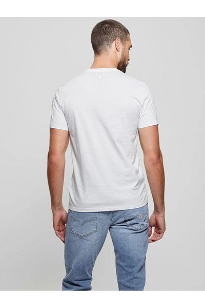 Guess Ανδρικό λευκό μπλουζάκι Ss Emb Pıma Crew M4gp39k7hd0-g011