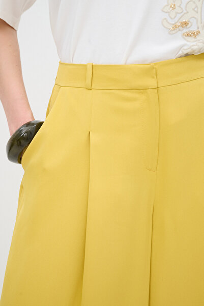 Love My Body Pileli Geniş Paça Pantolon