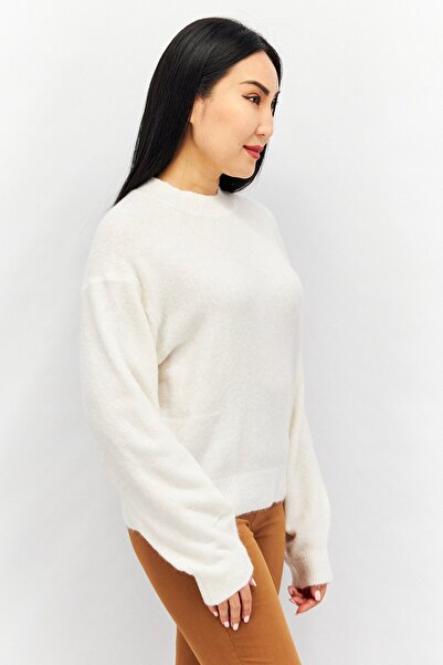 Weekday Women Mock Neck Knitted Sweater, Off White