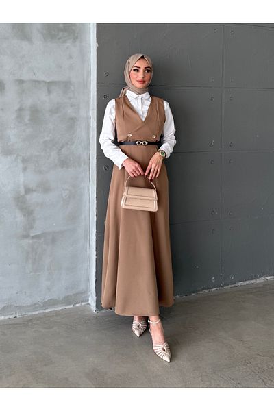 ENSA TESETTUR Κρέμα Gilet με ζώνη Hira