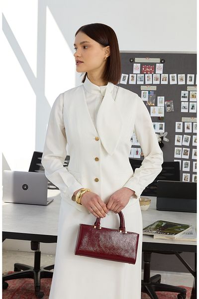 Fatma Atasoy Double Ecru Midi Vest