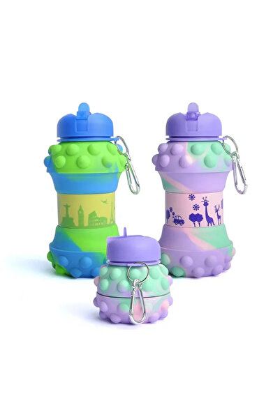 mrpurple Accordion Water Bottle with Pop-It Detail