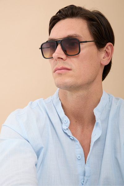 Eyesofia Hablat Men's Unisex Metal Luxury Black Gradient Sunglasses