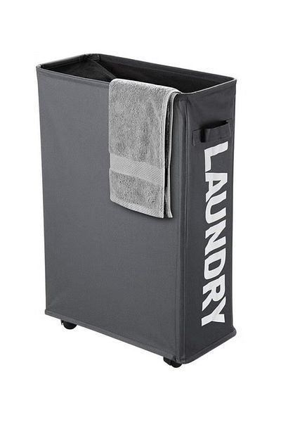 COOYA Laundry Basket on Wheels,Collapsible Corner Storage Bag,Waterproof Slim,with Flexible Handle,40L