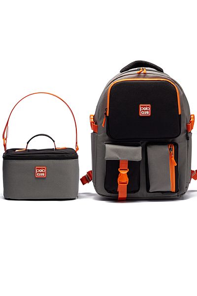 Go Veform Set de 2 ghiozdane și cutie de prânz termică cu buzunare multiple MYP2080 Gri