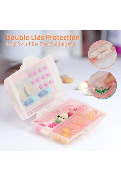 COOYA Daily Pill Organizer, 2 Layer 7 Compartments Trave Pill Case, for Purse Pocket Medication Organizer