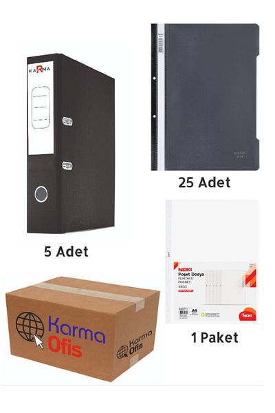 KarmaOfis Black Wide Office Folder and Ring Binder Set