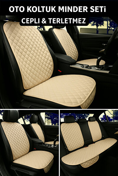 dizaynpark طقم وسائد مقعد السيارة بجيب ريش تايلاندي وظهر مضاد للعرق - غطاء حم...