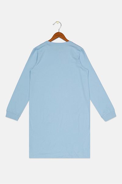 Tchibo Kids Girl Chest Pocket Long Sleeve Sleepwear Dress, Light Blue