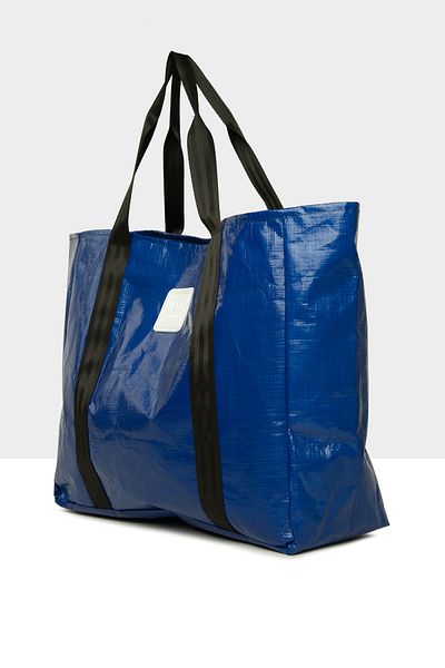Bagmori Blue Women's Double Stripe Maxi Size Beach Bag m 000008590