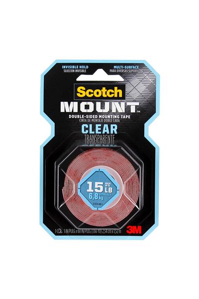 3M Scotch Permanent Heavy-Duty Mounting Tape (2.5 x 152.4 cm, Clear)