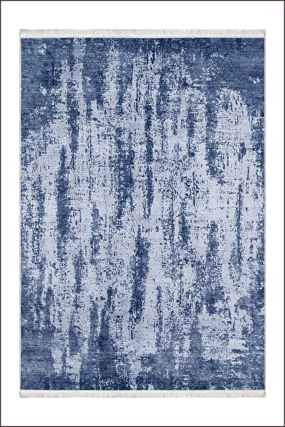 CENTER AVM Mavi Mutfak Halısı Makinede Yıkanabilir Halı Kaymaz Taban Halı