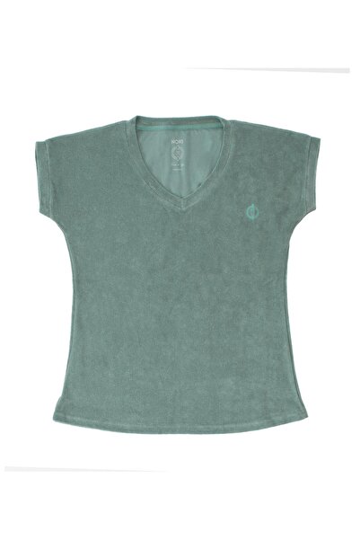 Nors Γυναικείο μπλουζάκι με λαιμόκοψη V - Ελαιόλαδο
