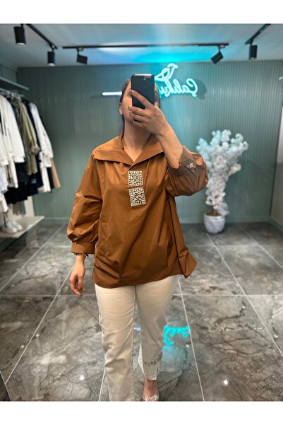 my312 KARE TAŞLI GÖMLEK- ÇİKOLATA