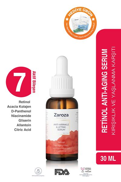 ZAROZA Retinol Serum - Anti-Blemish, Anti-Wrinkle & Lifting Serum - D-Panthenol, Niacinamide