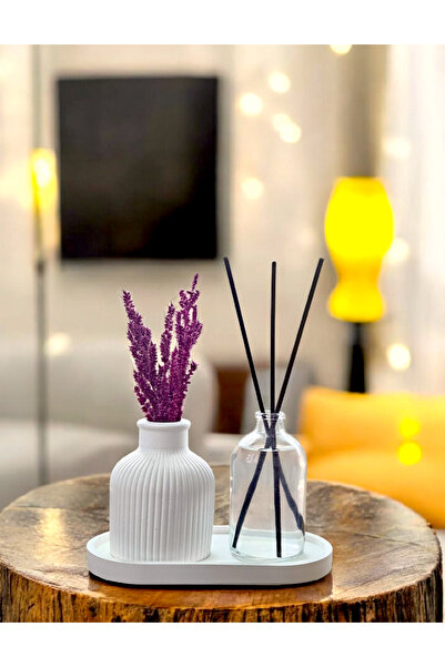 Freydis Home Dekoratif Kuru Çiçek Vazo ve Okyanus Oda Kokulu Set
