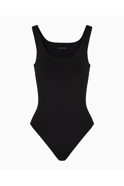Armani Exchange Body negru pentru femei din țesătură țesătă, slim fit, cu guler pătrat, cu bretele XW001173 AF14668-UC001