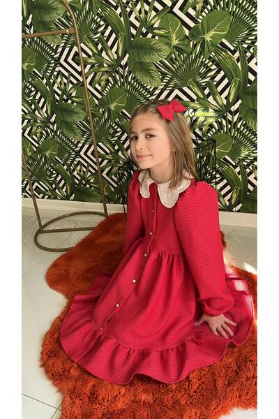 Genel Markalar Wednesday Hazır Yaka Vintage Çocuk Elbise