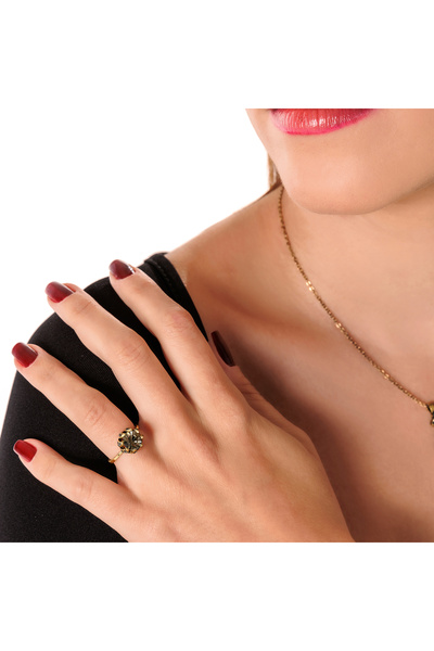 Atelier LEO Handmade Jewellery KAZ AYAĞI ANTRASİT BAKIR EL YAPIMI KRİSTAL TAŞ...