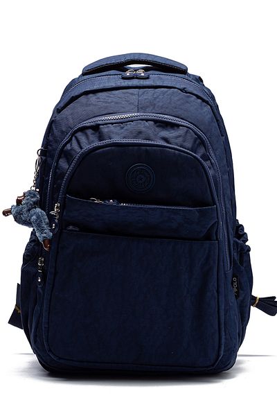 Go Veform Rucsac de zi cu zi și de școală din țesătură șifonată impermeabilă cu mai multe buzunare MYP8610 bleumarin simplu