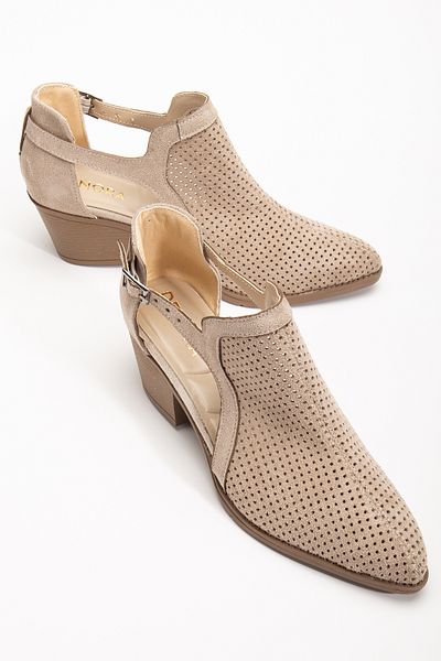 DENORA Bej Crem Piele Mate piele intoarsa Catarama perforata Cizme de vara Cowboy Pantofi