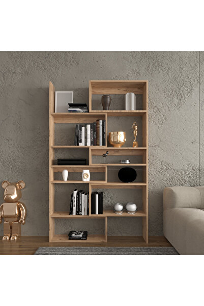 Decomob Avole Flat Çok Raflı Geniş Kitaplık Atlantik Çam