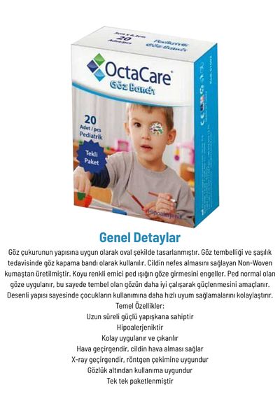 Octacare 5cm X 6.2cm 20 Pieces Men's Pedestrian Milk Eye Patch