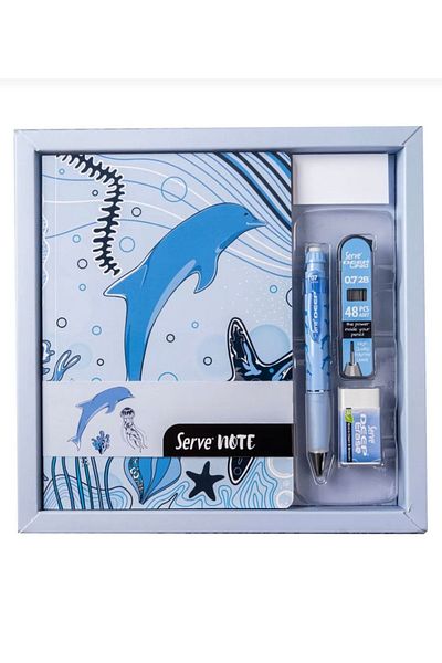 senacacollection Serve Set of 5, Notebook 0.7 Pen Eraser Tip Note Paper