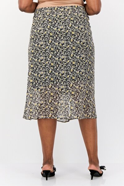 Esprit Women Floral Print Midi Skirt, Multicolor
